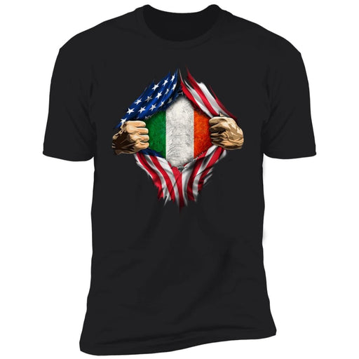 GeckoCustom American Irish Flag St Patrick Shirt Premium Tee / Black / X-Small