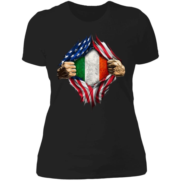 GeckoCustom American Irish Flag St Patrick Shirt Women Tee / Black / X-Small
