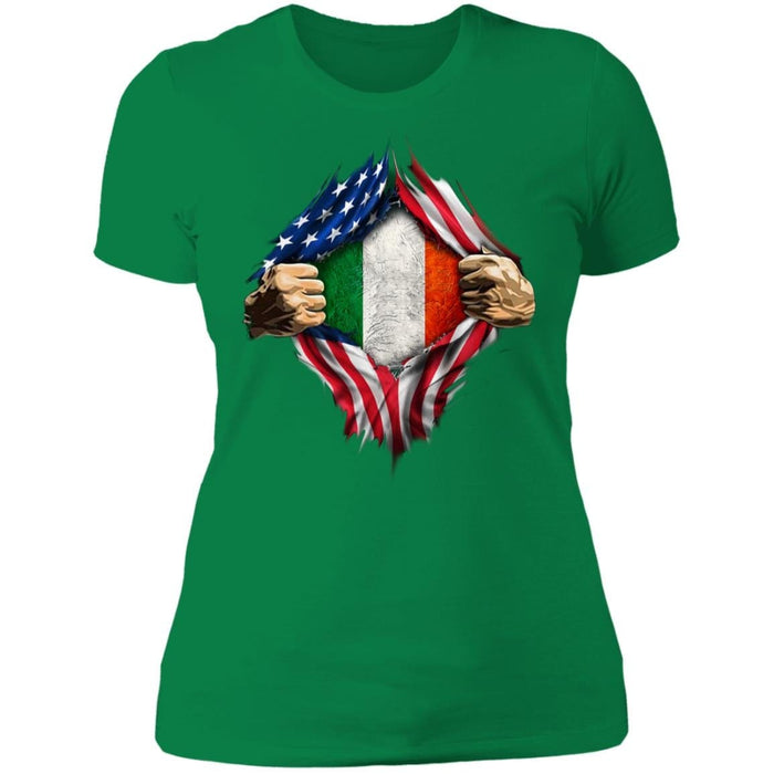 GeckoCustom American Irish Flag St Patrick Shirt Women Tee / Kelly Green / X-Small
