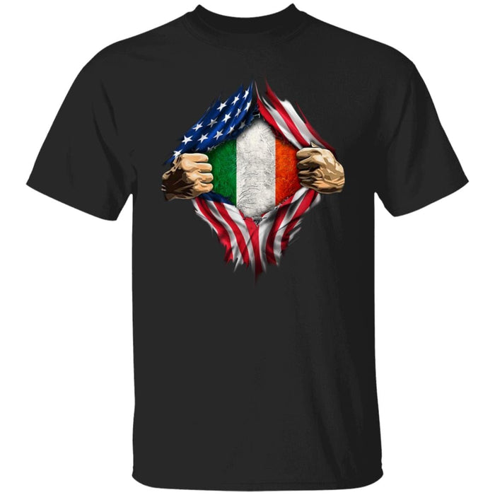 GeckoCustom American Irish Flag St Patrick Shirt Basic Tee / Black / S