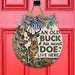 GeckoCustom An Old Buck & His Sweet Doe Live Here Hunting Wood Sign, Door Sign With Wreath HN590 13.5 Inch