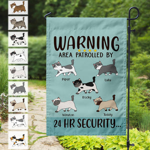 GeckoCustom Area Patrolled 24Hr By Security Cat Garden Flag HN590