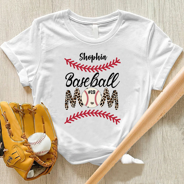 GeckoCustom Baseball Mom Shirt Personalized Custom Baseball Shirt H496 Basic Tee / White / S