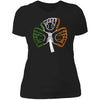 GeckoCustom Baseball Softball Shamrock St Patrick Shirt Women Tee / Black / X-Small