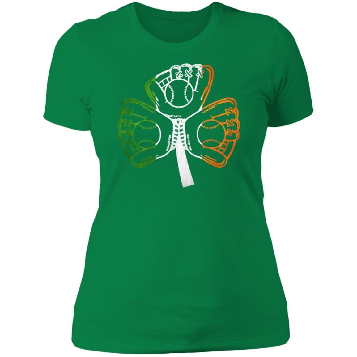 GeckoCustom Baseball Softball Shamrock St Patrick Shirt Women Tee / Kelly Green / X-Small