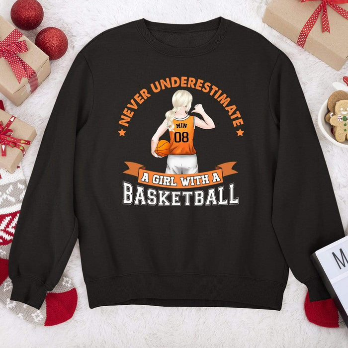 GeckoCustom Basketball Shirt, Never Underestimate A Girl With Basketball, Basketball Girl Shirt