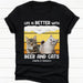 GeckoCustom Beer And Cats Better Life Personalized Custom Photo Dog Cat Pet Shirt C613 Women Tee / Black Color / S