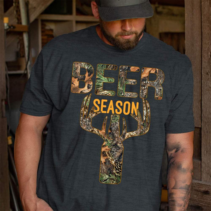 GeckoCustom Beer Season Hunting T-shirt, Hunter Gift HN590 Premium Tee (Favorite) / P Black / S