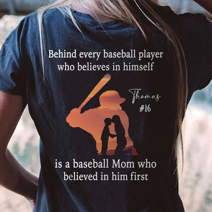 GeckoCustom Behind Every Baseball Player Is A Mom/Dad That Believes Personalized Custom Baseball Shirts Backside C500 Women V-neck / V Black / S