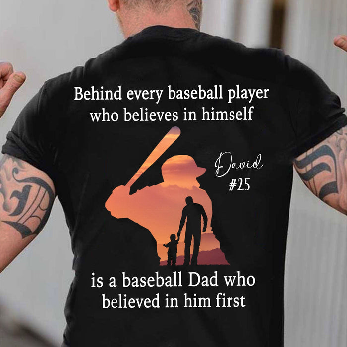 GeckoCustom Behind Every Baseball Player Is A Mom/Dad That Believes Personalized Custom Baseball Shirts Backside C500 Premium Tee (Favorite) / P Black / S