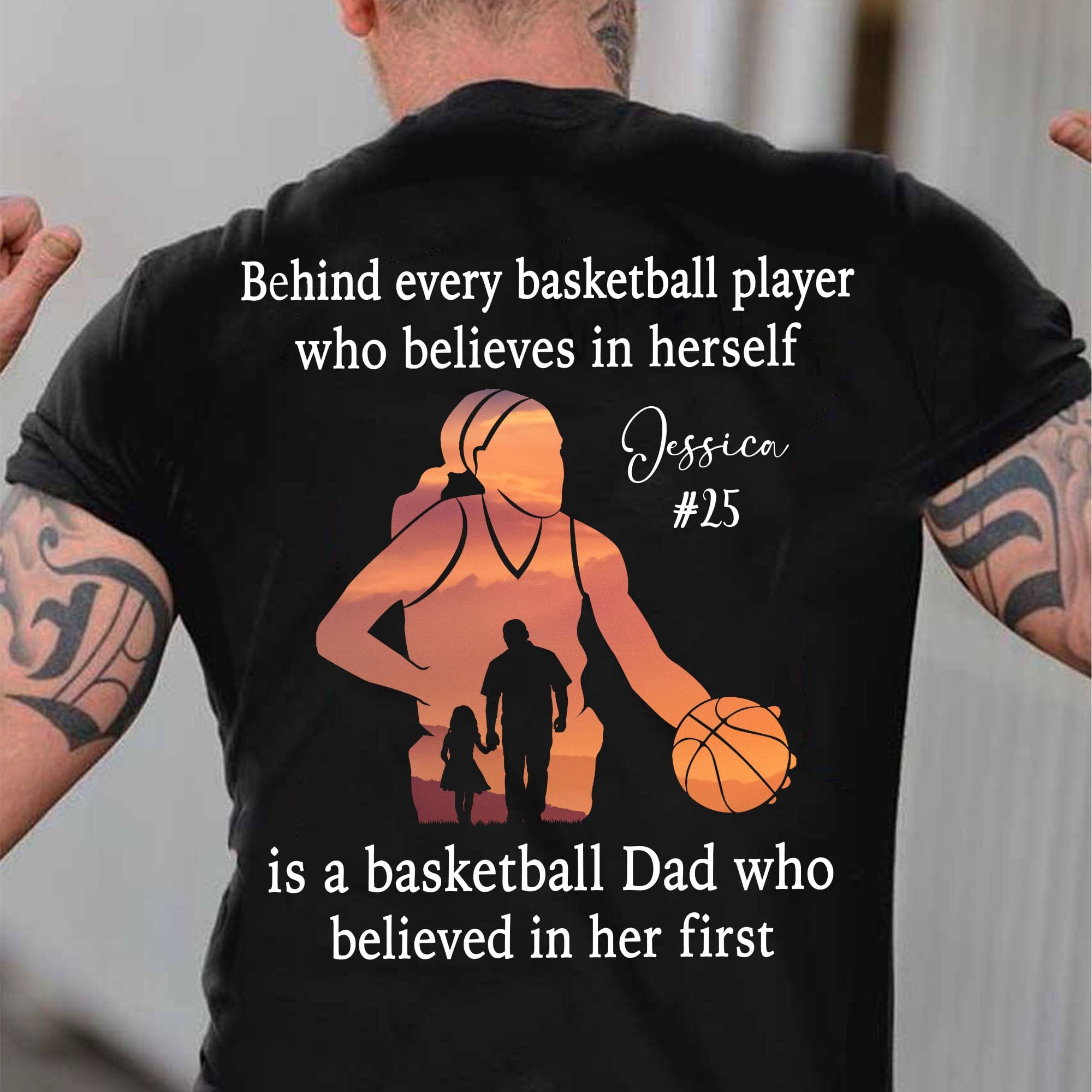 GeckoCustom Behind Every Basketball Player Is A Mom/Dad That Believes Personalized Custom Basketball Shirts Backside C500 Basic Tee / Black / S