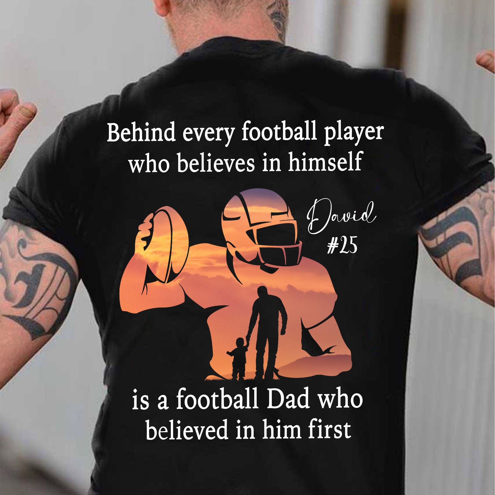 GeckoCustom Behind Every Football Player Is A Mom/Dad That Believes Personalized Custom Football Shirts Backside C500 Basic Tee / Black / S