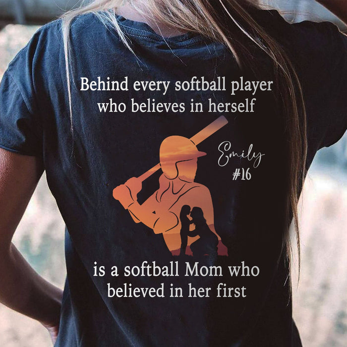 GeckoCustom Behind Every Softball Player Is A Mom/Dad That Believes Personalized Custom Softball Shirts Backside C500