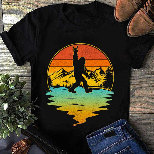 GeckoCustom Believe Bigfoot Camping Shirt, Adventure Tshirt HN590 Women Tee / Black Color / S