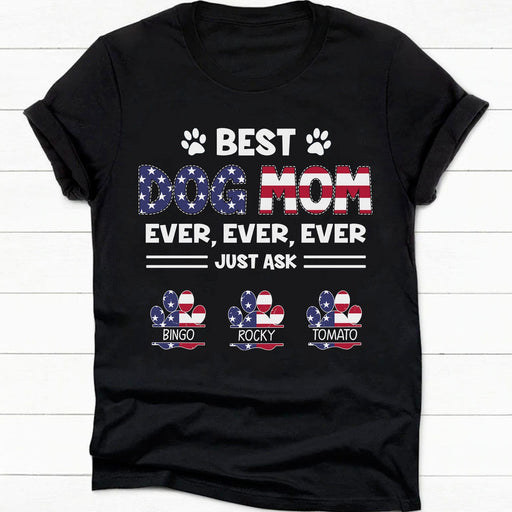 GeckoCustom Best American Dog Mom Ever Personalized Custom Dog Shirt C384 Women Tee / Black Color / S