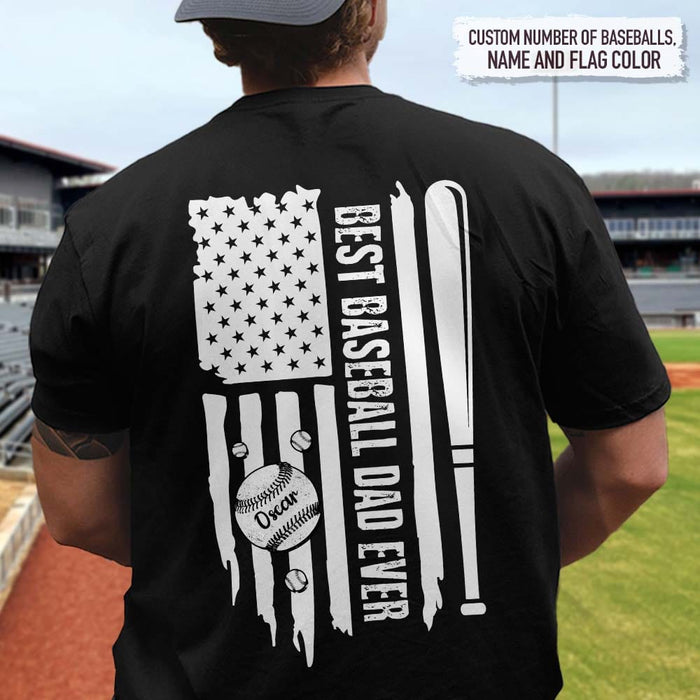GeckoCustom Best Baseball Dad Ever US Flag Sport Shirt, HN590