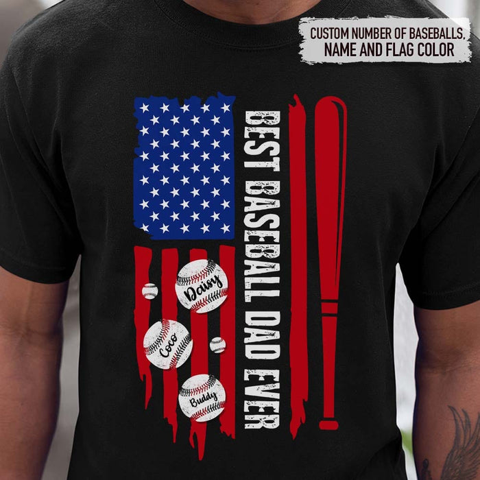 GeckoCustom Best Baseball Dad Ever US Flag Sport Shirt, HN590 (front)