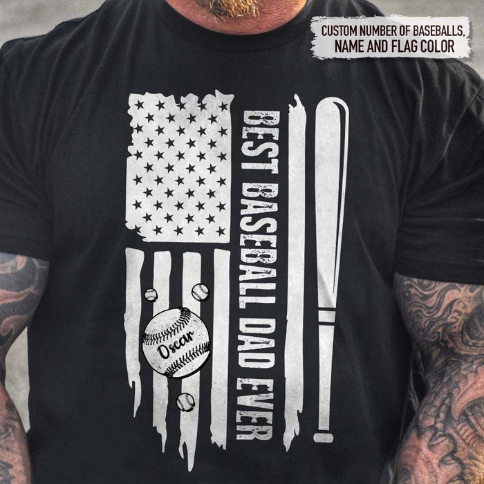 GeckoCustom Best Baseball Dad Ever US Flag Sport Shirt, HN590 (front)