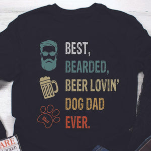 GeckoCustom Best Bearded Beer Lovin' Dog Dad Ever Shirt Long Sleeve / Colour Black / S