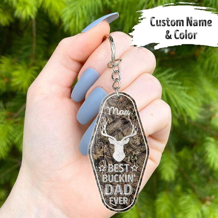 GeckoCustom Best Buckin' Dad Ever Vintage Keychain, Hunting Gift, Gift For Hunter HN590 4 Pieces / 3"H x 1.5"W