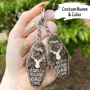 GeckoCustom Best Buckin' Dad Ever Vintage Keychain, Hunting Gift, Gift For Hunter HN590 2 Pieces / 3"H x 1.5"W