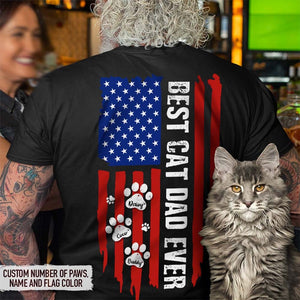 GeckoCustom Best Cat Dad Ever Flag Back Cat Shirt, HN590