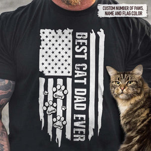 GeckoCustom Best Cat Dad Ever Flag Back Cat Shirt, HN590 (front)