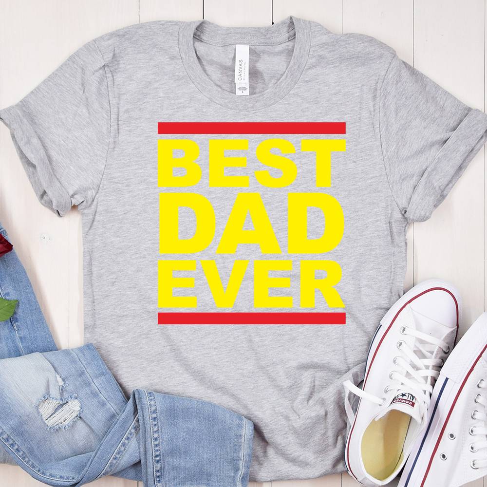 GeckoCustom Best Dad Ever Family T-shirt, HN590 Premium Tee / White / S