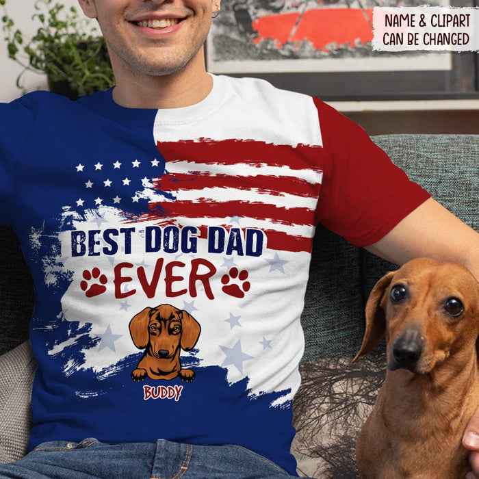 GeckoCustom Best Dog Dad Ever America Flag Dog Shirt, HN590