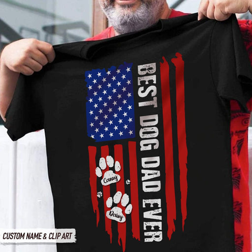 GeckoCustom Best Dog Dad Ever Flag Front Dog Shirt HN590