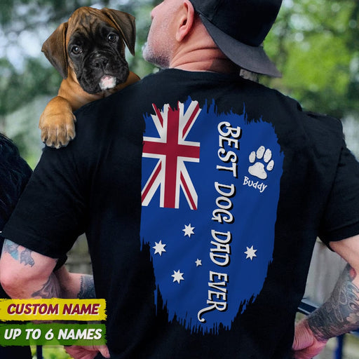GeckoCustom Best Dog Dad Ever Paw Australia Flag Back Dog Shirt K228 HN590