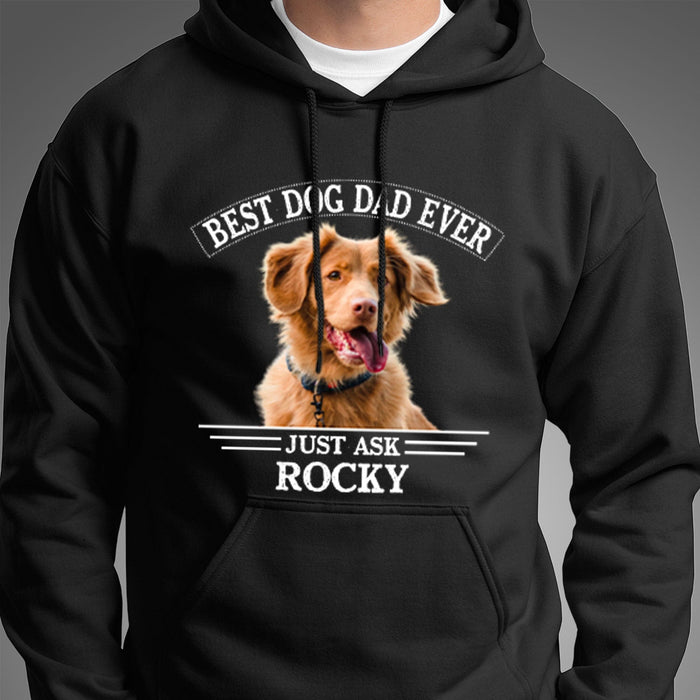 GeckoCustom Best Dog Dad/Mom Ever Personalized Dog Photo Shirt C274 Pullover Hoodie / Black Colour / S