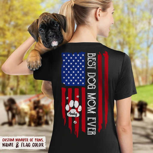 GeckoCustom Best Dog Mom Ever American Flag Back Dog Shirt K228 HN590