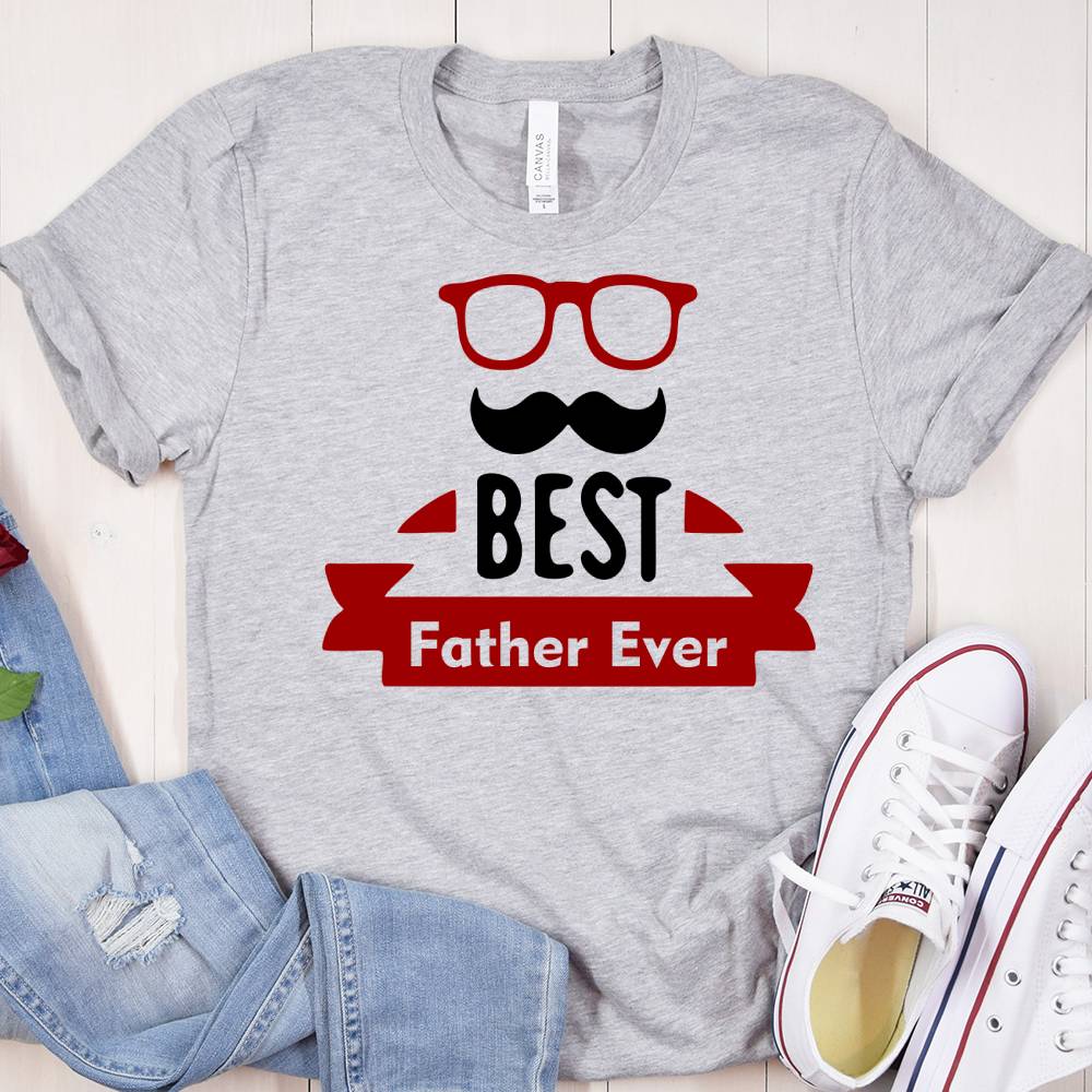 GeckoCustom Best Father Ever Family T-shirt, HN590 Premium Tee / White / S
