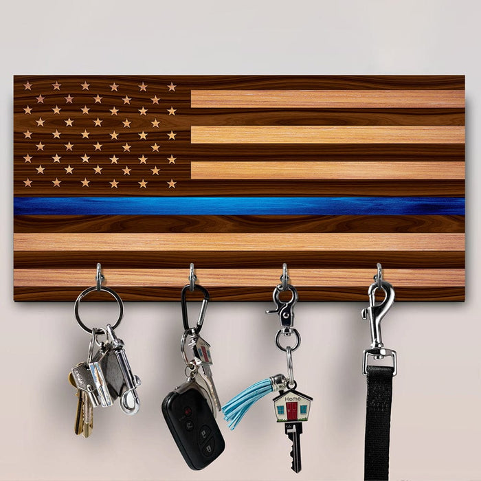 GeckoCustom Blue Line Wood America Key Holder, HN590