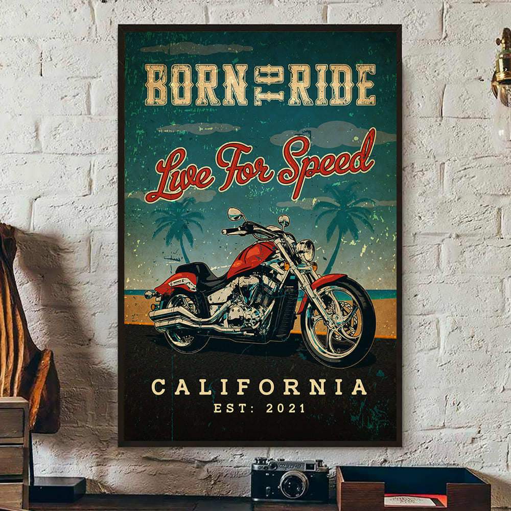 GeckoCustom Born To Ride, Live For Speed, Bikers Gift, Motorcycle Poster, HN590 12" x 18"