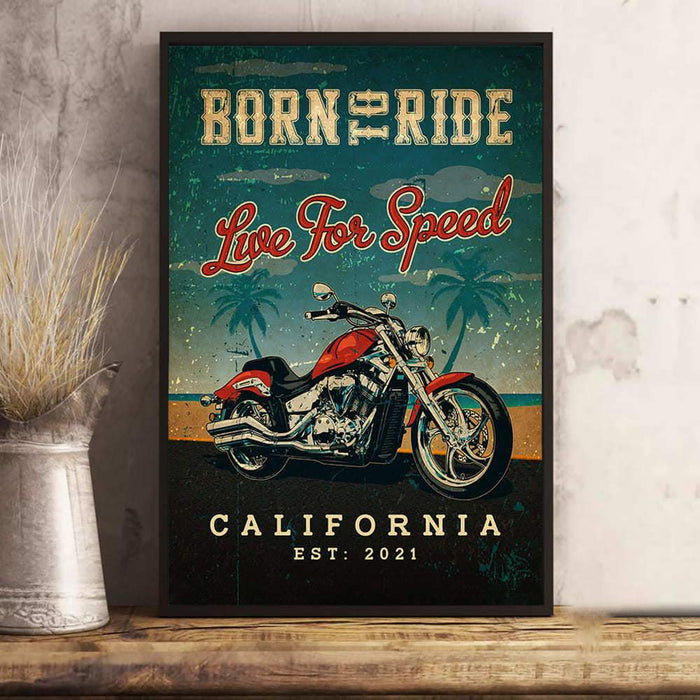 GeckoCustom Born To Ride, Live For Speed, Bikers Gift, Motorcycle Poster, HN590