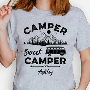 GeckoCustom Camper Sweet Camper Personalized Custom Camping Bright Shirt C594