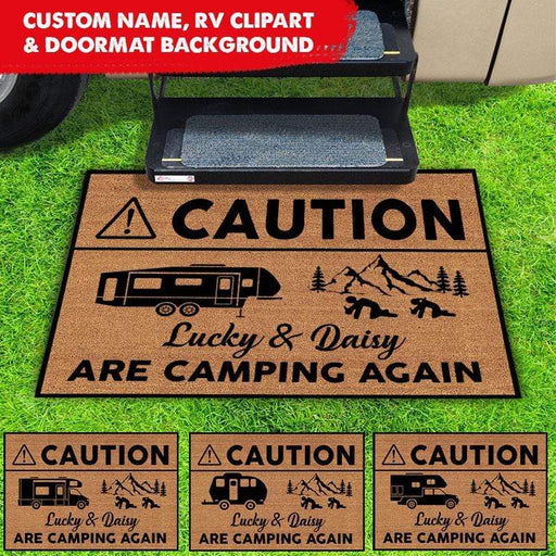 GeckoCustom Camping Again Caution Custom RV Camping Doormat HN590 15x24in-40x60cm