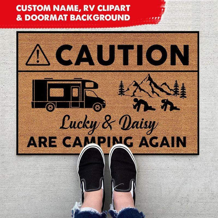 GeckoCustom Camping Again Caution Custom RV Camping Doormat HN590 24x35in-60x90cm