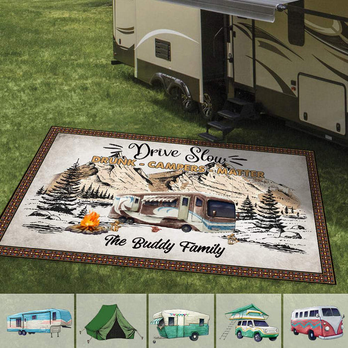 Welcome To Our Campsite Camping Patio Rug, Patio Mat K228 889775