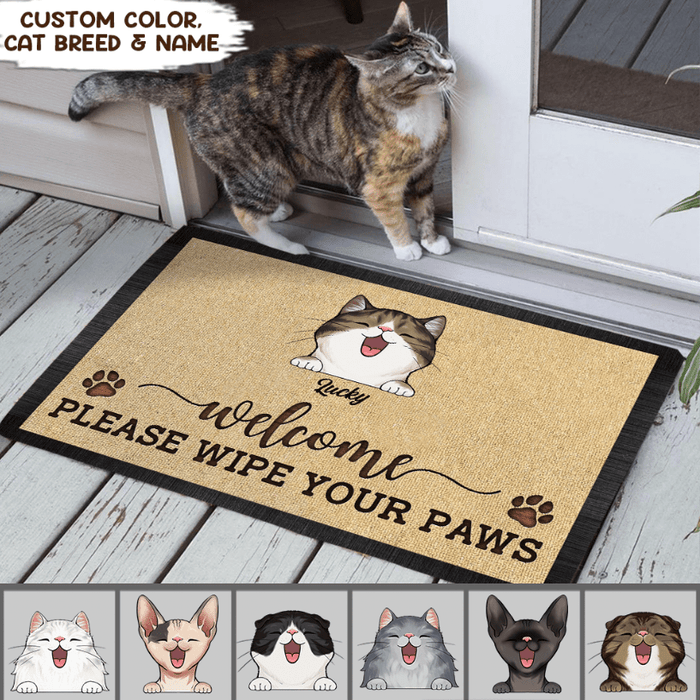 Wipe Your Paws Cat Doormat, Cat Lover Gift, Cat Meow Mats HN590