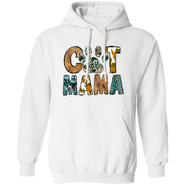 GeckoCustom Cat Mama Leopard Shirt Hoodie / White / S