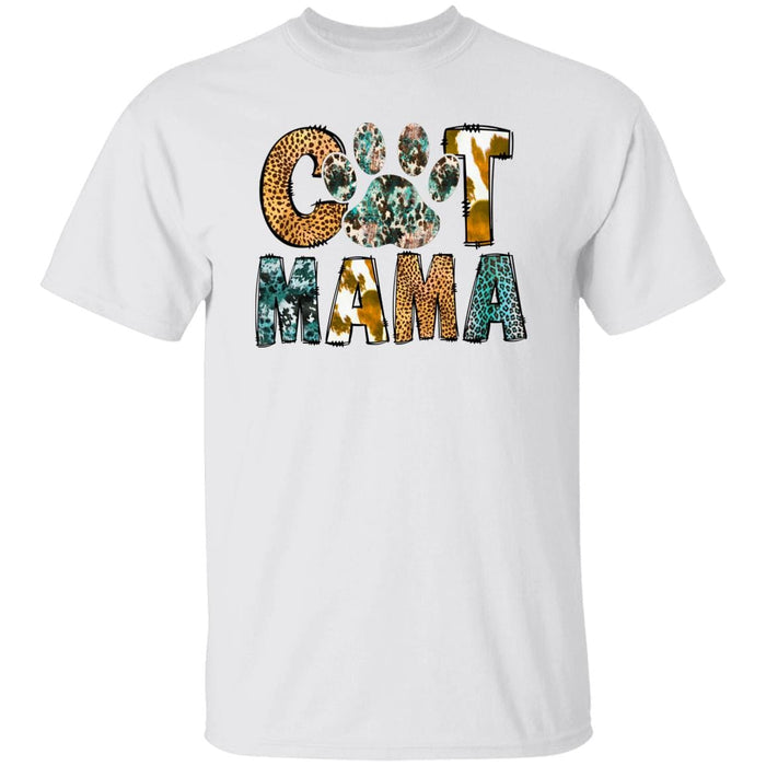 GeckoCustom Cat Mama Leopard Shirt Basic Tee / White / S