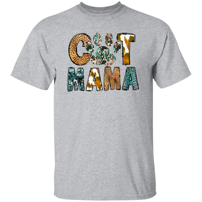 GeckoCustom Cat Mama Leopard Shirt Basic Tee / Sport Grey / S