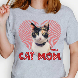 GeckoCustom Cat Mom Dog Mom Personalized Custom Photo Cat Dog Shirt C550V1 Unisex T-Shirt / Light Blue / S