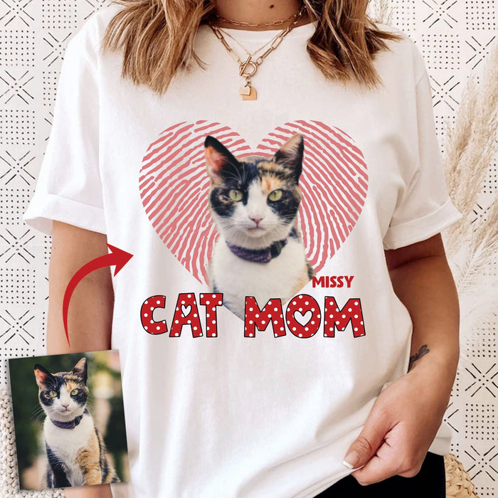 GeckoCustom Cat Mom Dog Mom Personalized Custom Photo Cat Dog Shirt C550V1