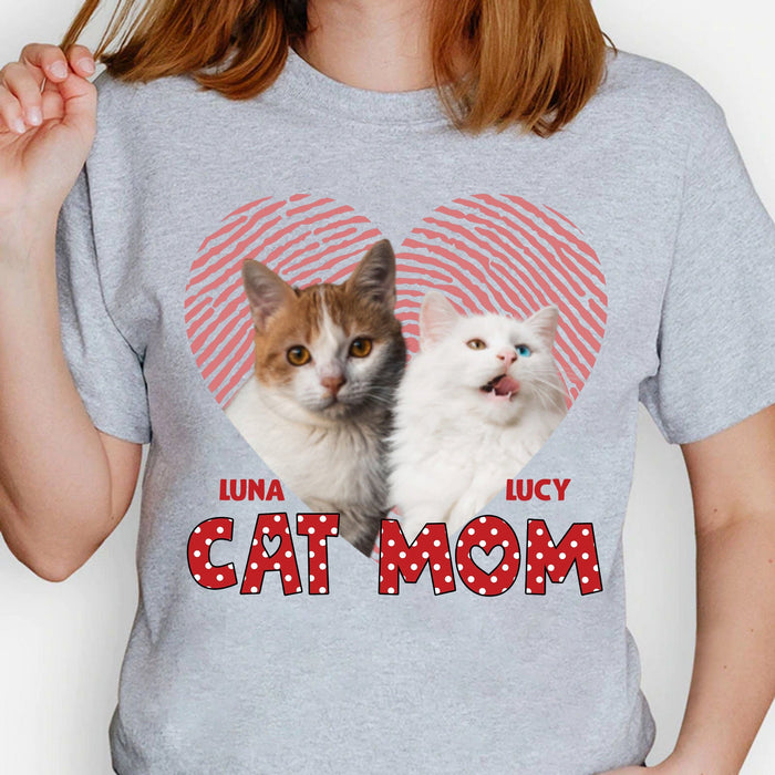 GeckoCustom Cat Mom Dog Mom Personalized Custom Photo Cat Dog Shirt C550V1 Unisex T-Shirt / Light Blue / S