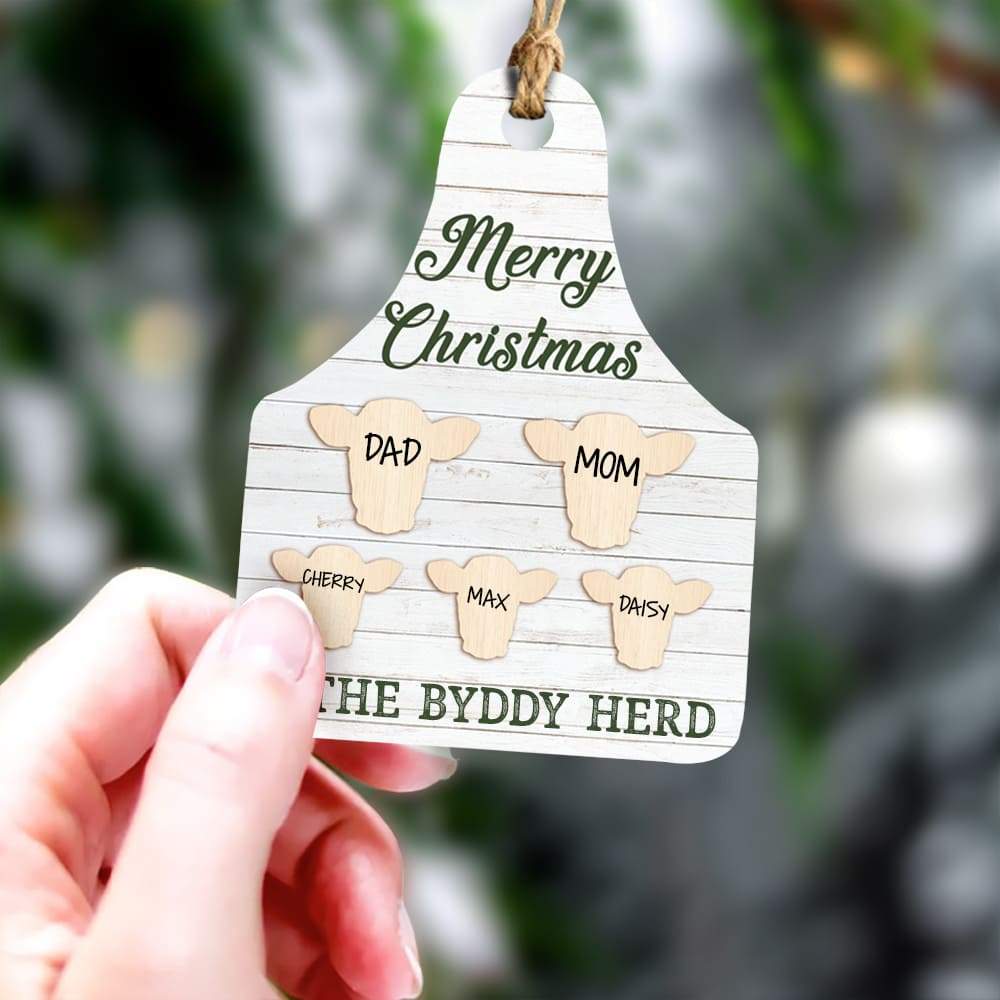 GeckoCustom Christmas Cow Tag Wood Ornament , Farmer Wood Ornament, HN590 1 Piece