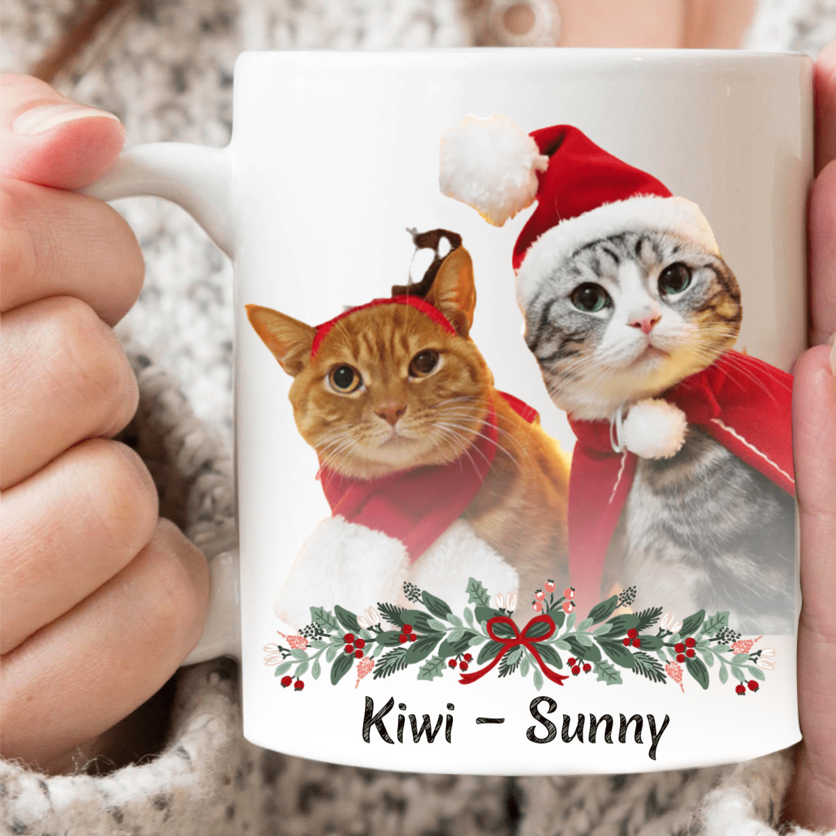 GeckoCustom Christmas Custom Dog Cat Photo Coffee Mug 11oz